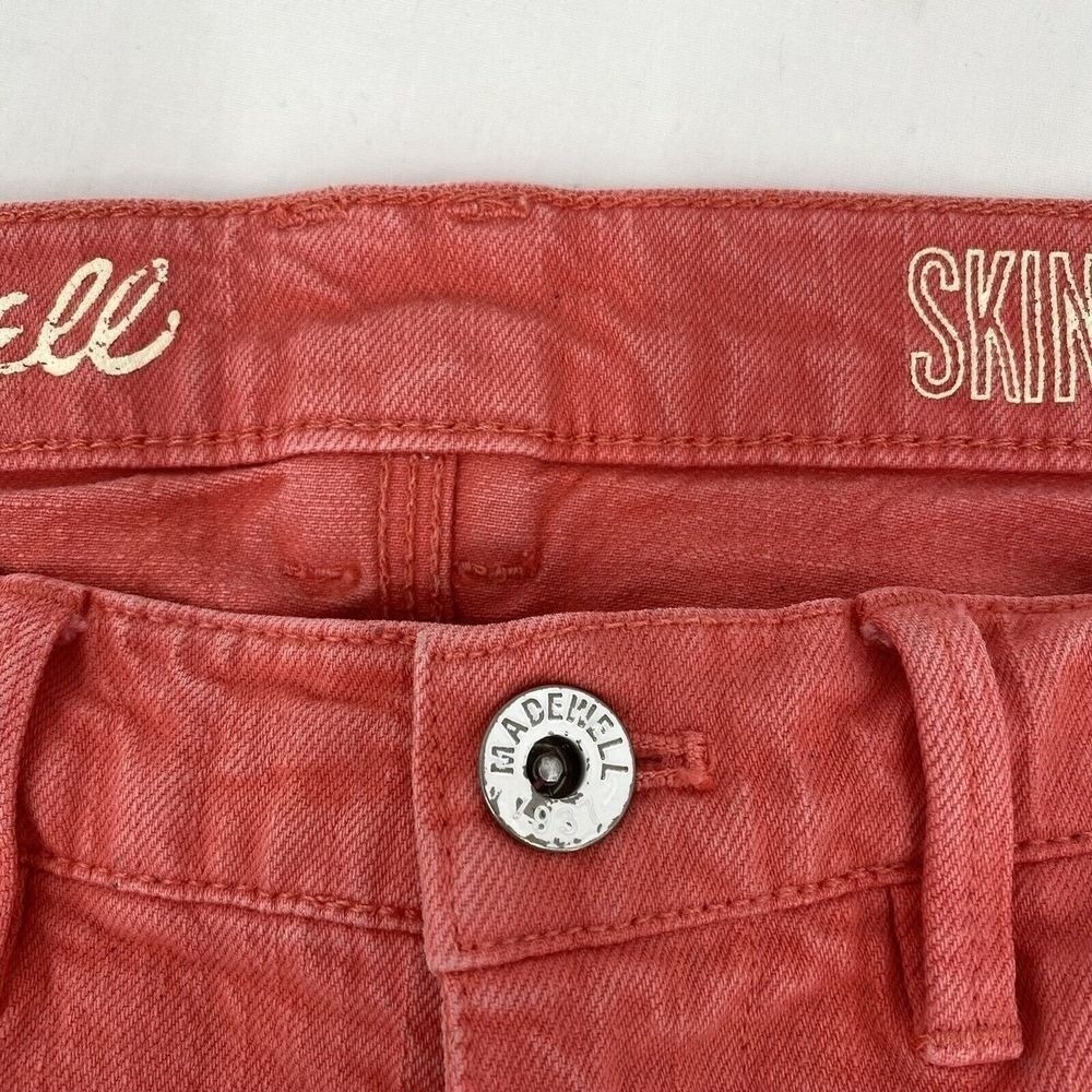 Madewell Women 27 Skinny Ankle Jeans Coral Pink Stretch Denim Mid Rise Pants - Picture 7 of 9